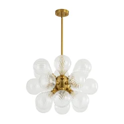 18-Light Cluster Ribbed Glass Globe Bubble Chandelier