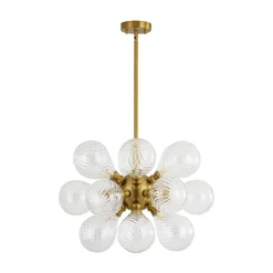 18-Light Cluster Ribbed Glass Globe Bubble Chandelier