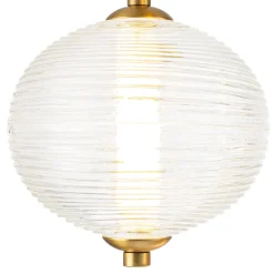 5-Light Cluster Ribbed Glass LED Round Entryway Chandelier