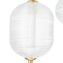 5-Light Cluster Ribbed Glass LED Round Entryway Chandelier