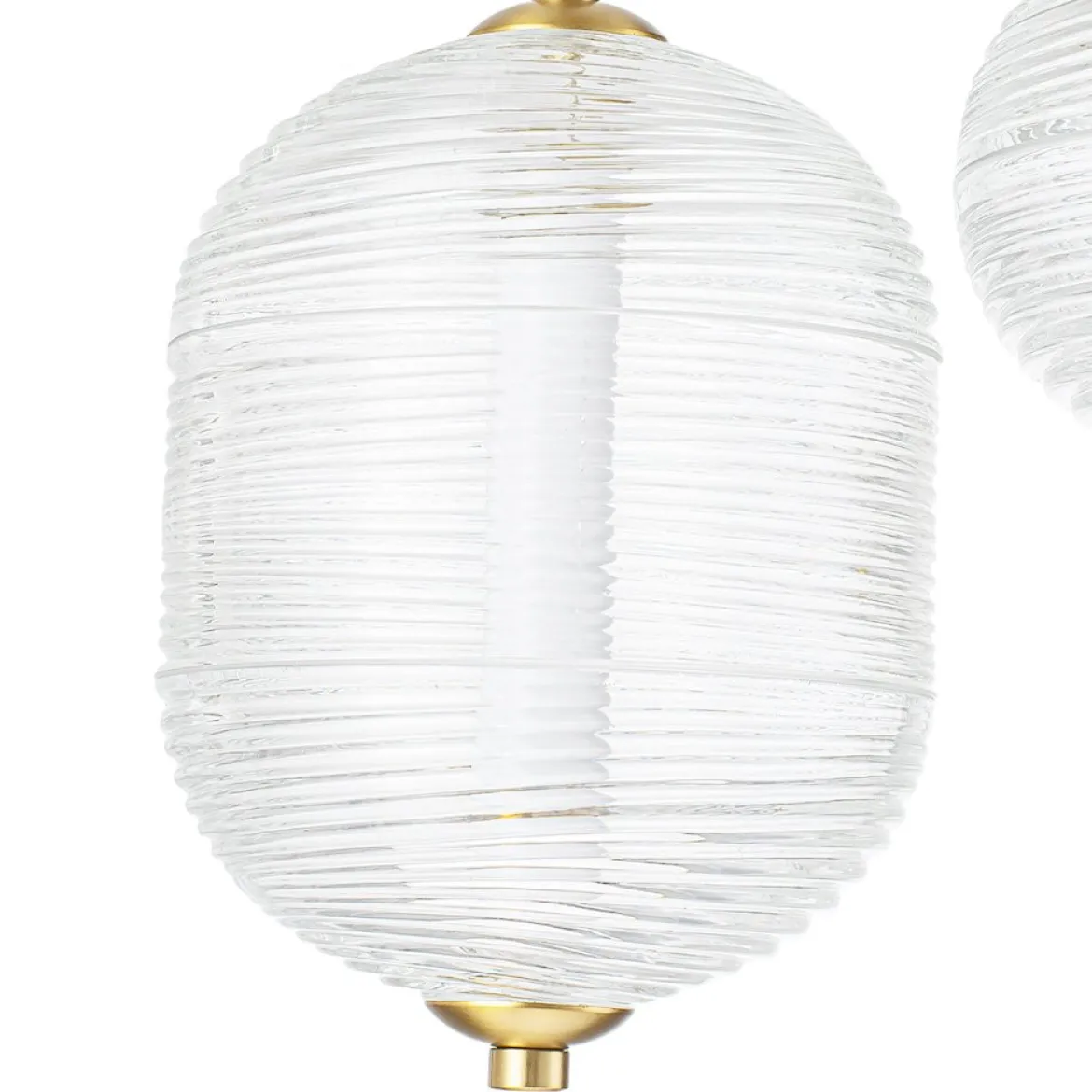 5-Light Cluster Ribbed Glass LED Round Entryway Chandelier