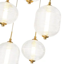 5-Light Cluster Ribbed Glass LED Round Entryway Chandelier