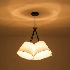 4-Light Cluster White Fabric Cone Shade Chandelier