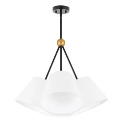 4-Light Cluster White Fabric Cone Shade Chandelier