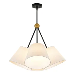 4-Light Cluster White Fabric Cone Shade Chandelier