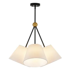 4-Light Cluster White Fabric Cone Shade Chandelier