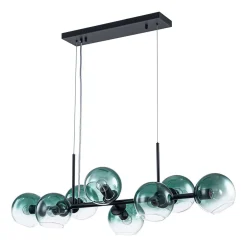 8-Light Color Tinted Glass Globe Bubble Linear Island Chandelier