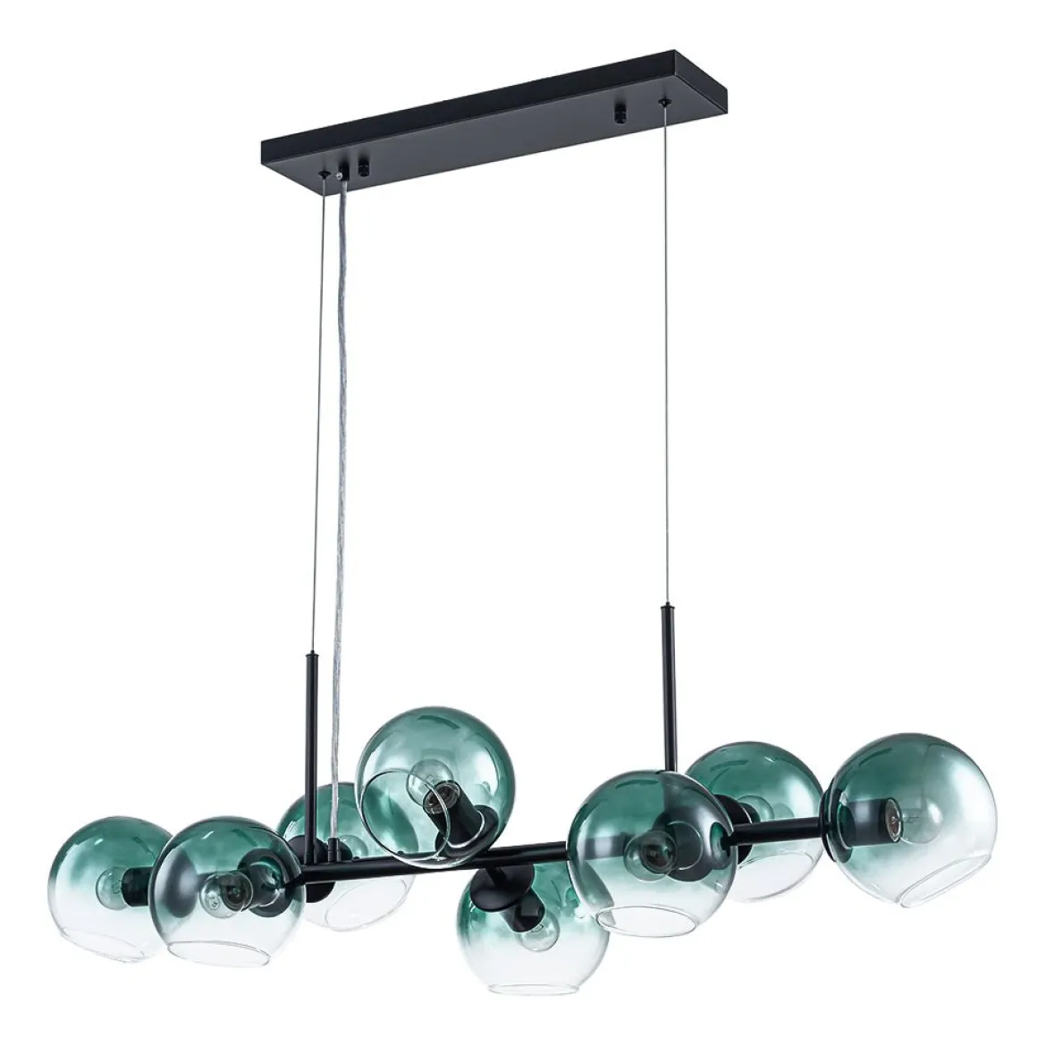 8-Light Color Tinted Glass Globe Bubble Linear Island Chandelier
