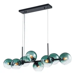 8-Light Color Tinted Glass Globe Bubble Linear Island Chandelier