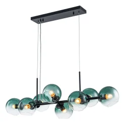 8-Light Color Tinted Glass Globe Bubble Linear Island Chandelier