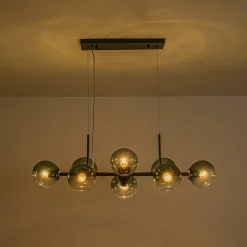 8-Light Color Tinted Glass Globe Bubble Linear Island Chandelier