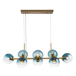 8-Light Color Tinted Glass Globe Bubble Linear Island Chandelier