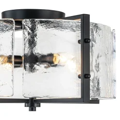 4-Light Contemporary Clear Textured Glass Drum Flush Mount