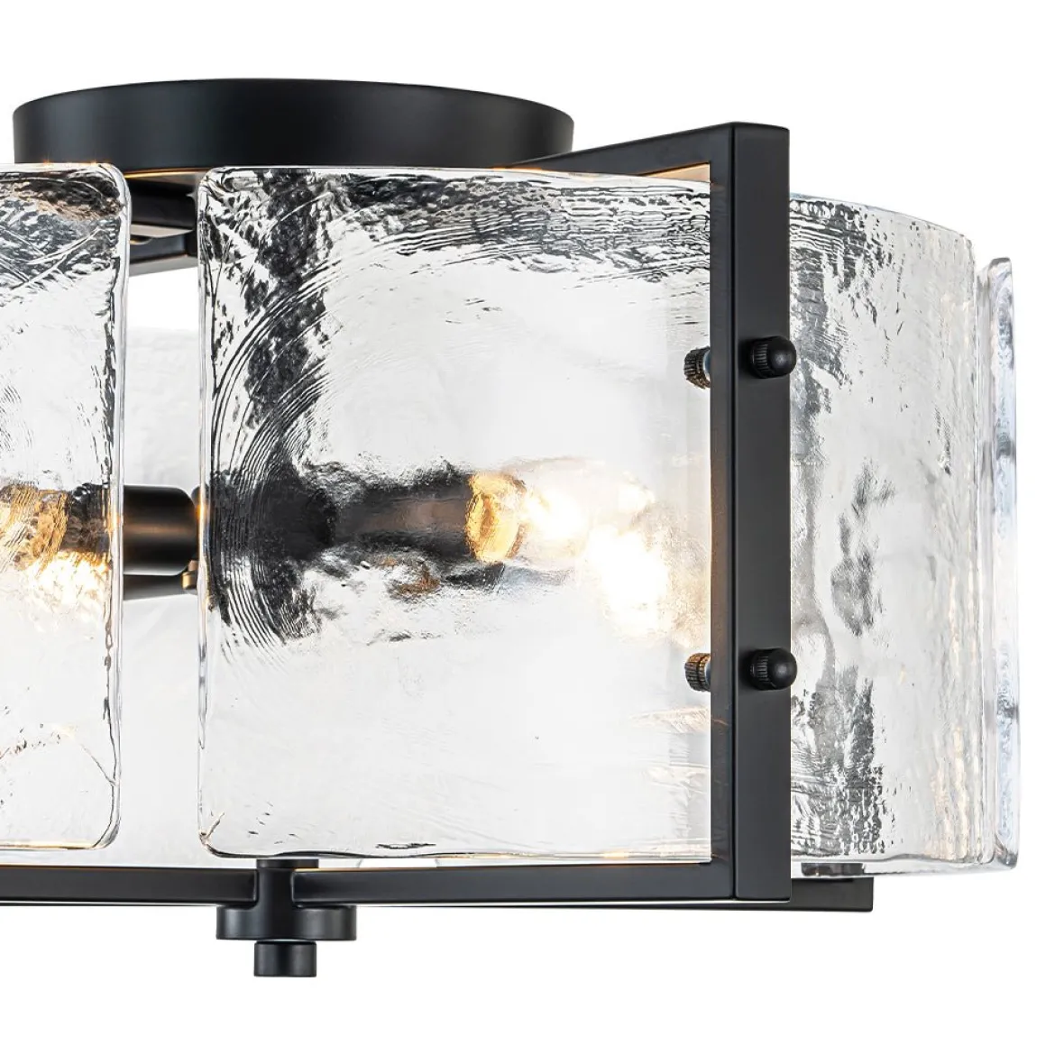 4-Light Contemporary Clear Textured Glass Drum Flush Mount