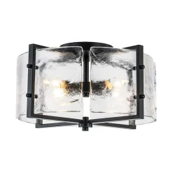 4-Light Contemporary Clear Textured Glass Drum Flush Mount