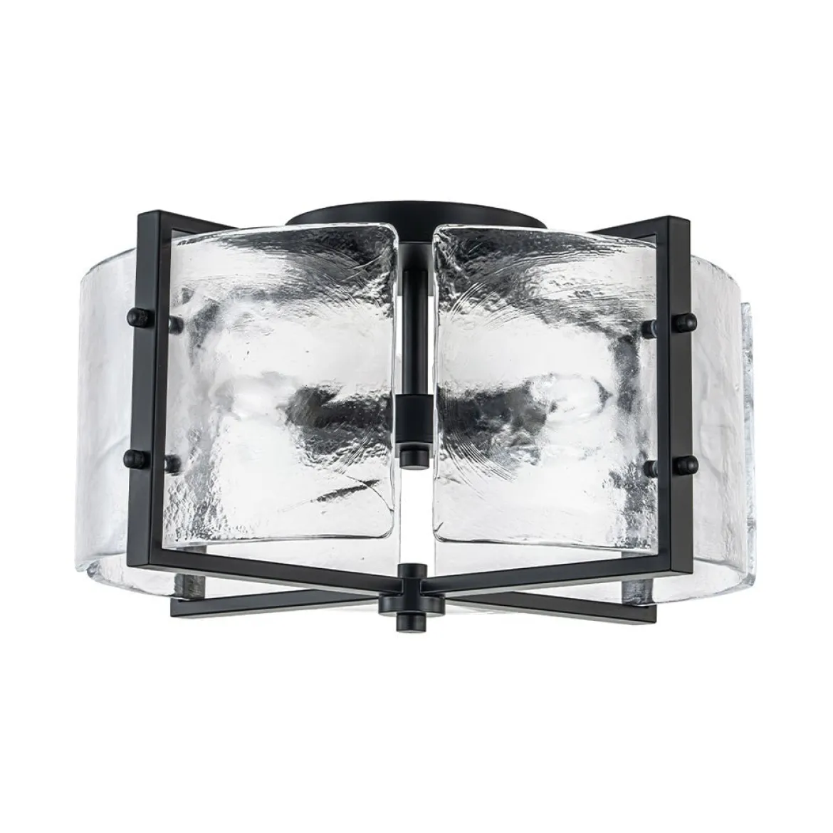 4-Light Contemporary Clear Textured Glass Drum Flush Mount