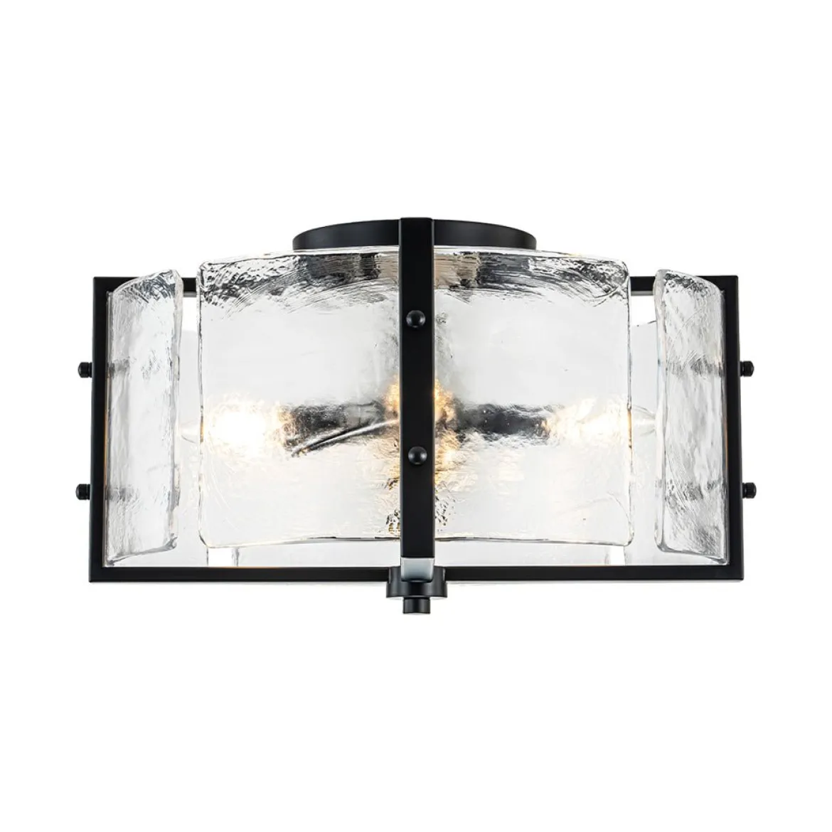 4-Light Contemporary Clear Textured Glass Drum Flush Mount