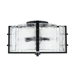 4-Light Contemporary Clear Textured Glass Drum Flush Mount