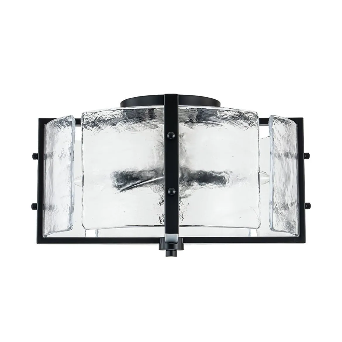 4-Light Contemporary Clear Textured Glass Drum Flush Mount