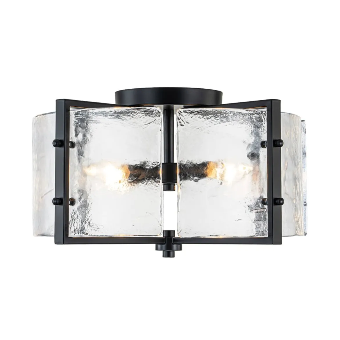 4-Light Contemporary Clear Textured Glass Drum Flush Mount