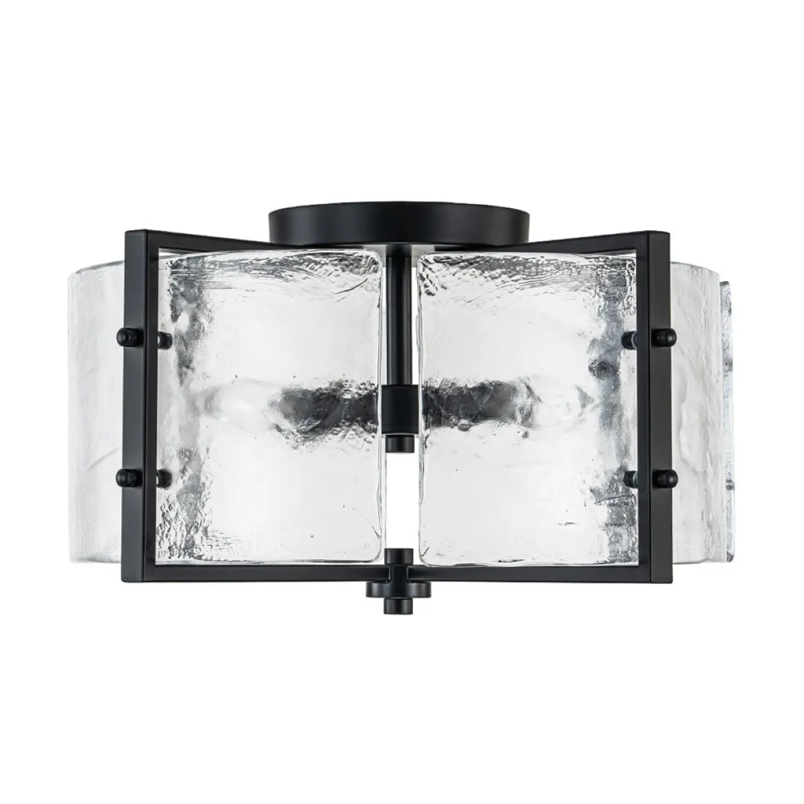 4-Light Contemporary Clear Textured Glass Drum Flush Mount