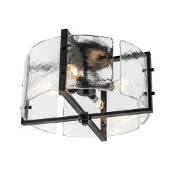 4-Light Contemporary Clear Textured Glass Drum Flush Mount