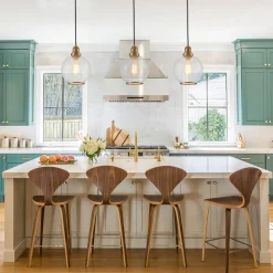 1-Light Corded Seeded Glass Globe Kitchen Pendant Light
