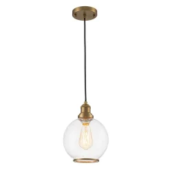1-Light Corded Seeded Glass Globe Kitchen Pendant Light