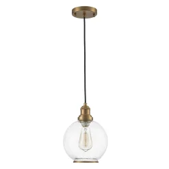 1-Light Corded Seeded Glass Globe Kitchen Pendant Light