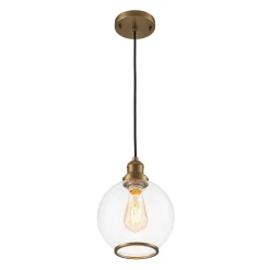 1-Light Corded Seeded Glass Globe Kitchen Pendant Light
