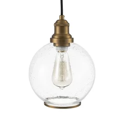 1-Light Corded Seeded Glass Globe Kitchen Pendant Light