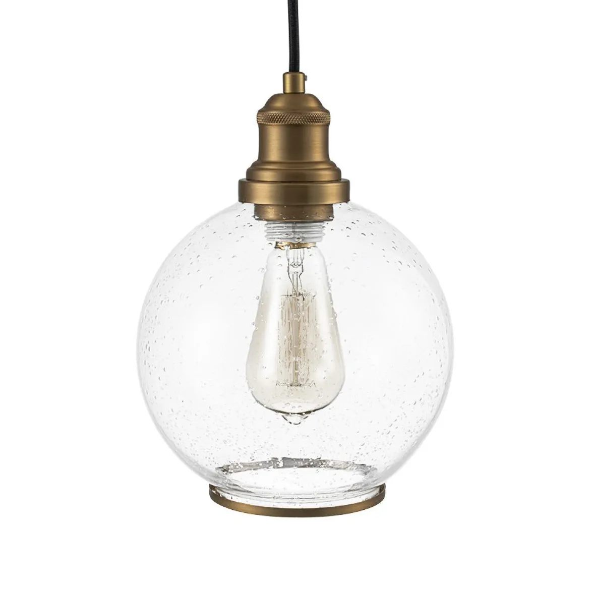 1-Light Corded Seeded Glass Globe Kitchen Pendant Light
