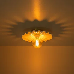 1-Light Creamy Ceramic Shade Semi Flush Mount