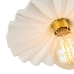 1-Light Creamy Ceramic Shade Semi Flush Mount