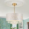 4-Light Crystal Accented Capiz Shell Drum Lantern Pendant