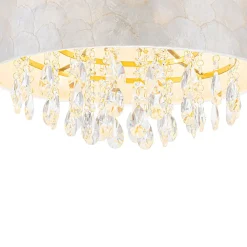 4-Light Crystal Accented Capiz Shell Drum Lantern Pendant