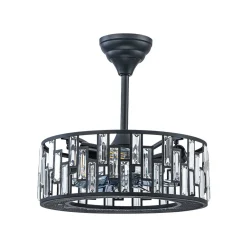 4-Light Crystal Accented Drum Cage Ceiling Fan Light