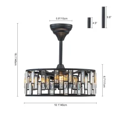 4-Light Crystal Accented Drum Cage Ceiling Fan Light