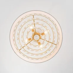 4-Light Crystal Accented White Fabric Drum Cage Chandelier