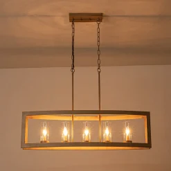 5-Light Curved Rectangle Frame Island Chandelier