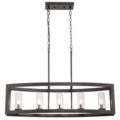 5-Light Curved Rectangle Frame Island Chandelier