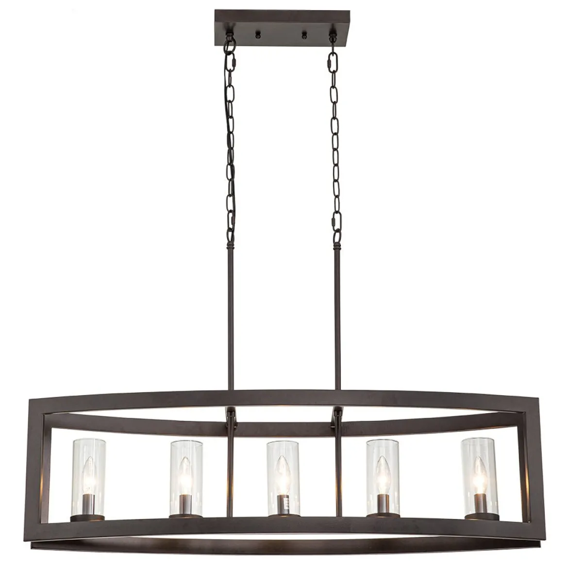 5-Light Curved Rectangle Frame Island Chandelier