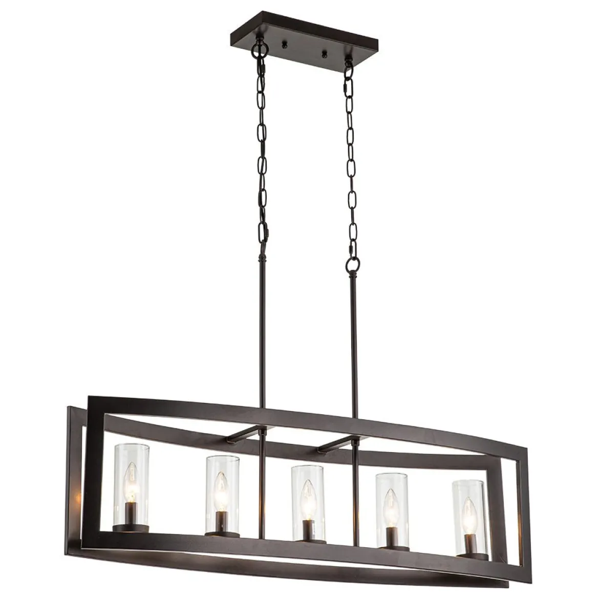 5-Light Curved Rectangle Frame Island Chandelier