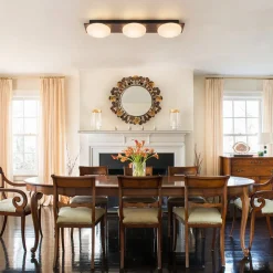 3-Light Dimmable LED Rustic Linear Flush Mount Light