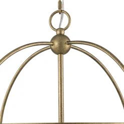 4-Light Distressed Gold White Linen Drum Lantern Pendant