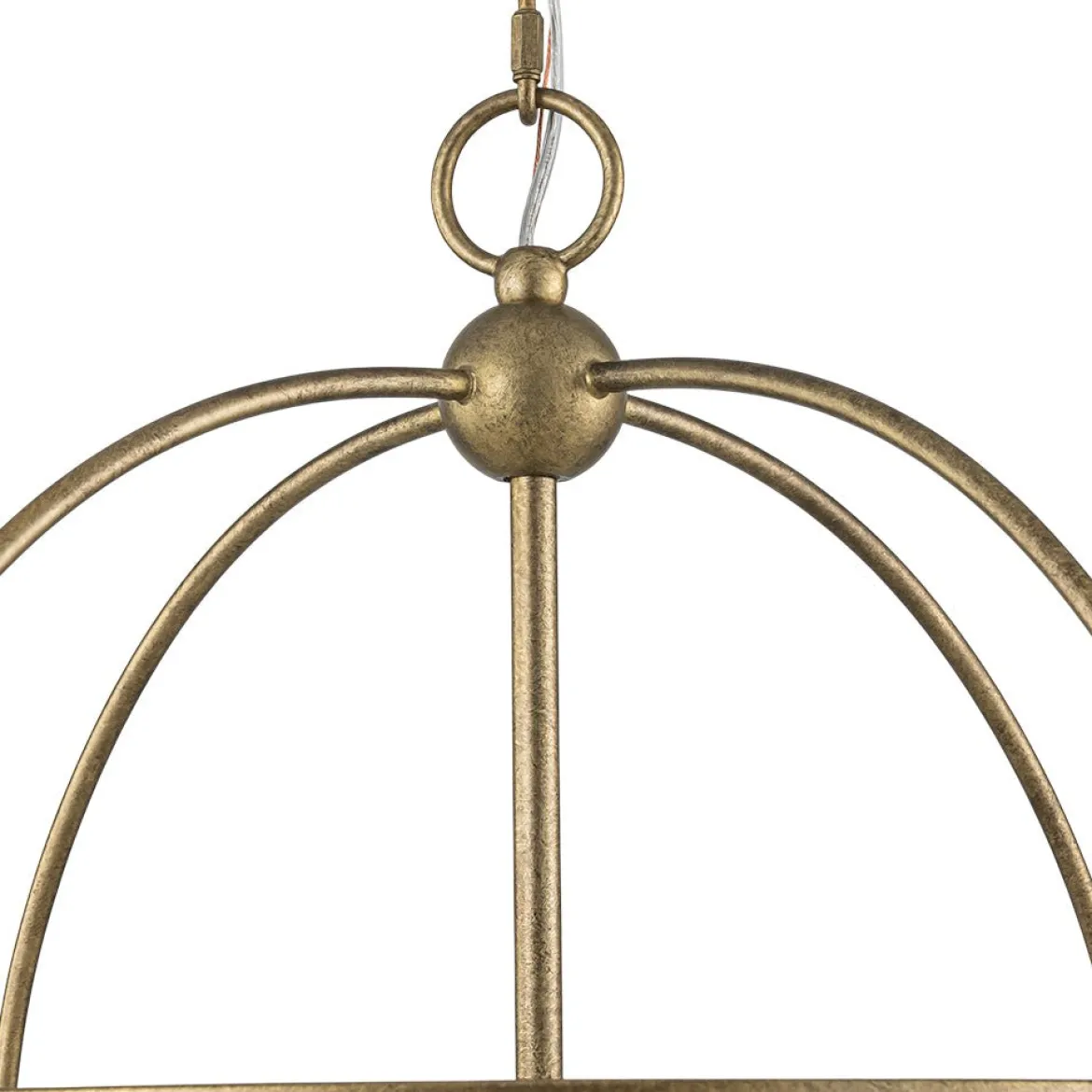 4-Light Distressed Gold White Linen Drum Lantern Pendant