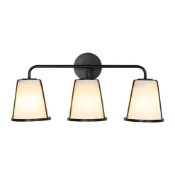 3-Light Fabric Conical Shade Vanity Wall Sconce