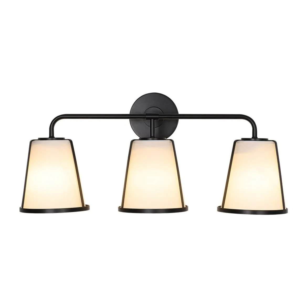 3-Light Fabric Conical Shade Vanity Wall Sconce