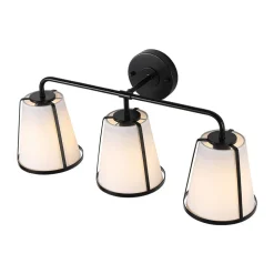 3-Light Fabric Conical Shade Vanity Wall Sconce