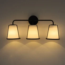 3-Light Fabric Conical Shade Vanity Wall Sconce